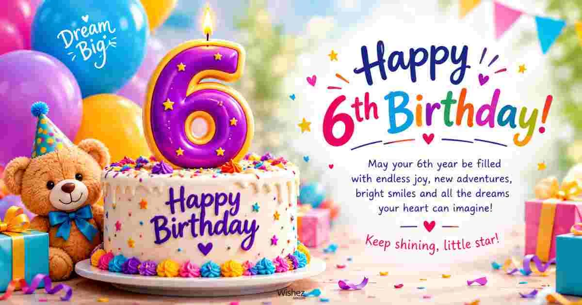 590+ Happy 6th Birthday Wishes for Kids: Cute & Funny Messages