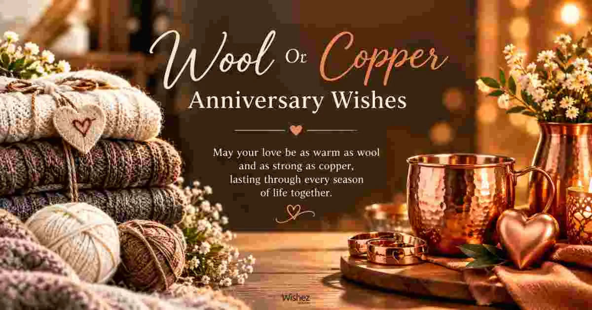 470+ Wool or Copper Anniversary Wishes, Quotes & Messages